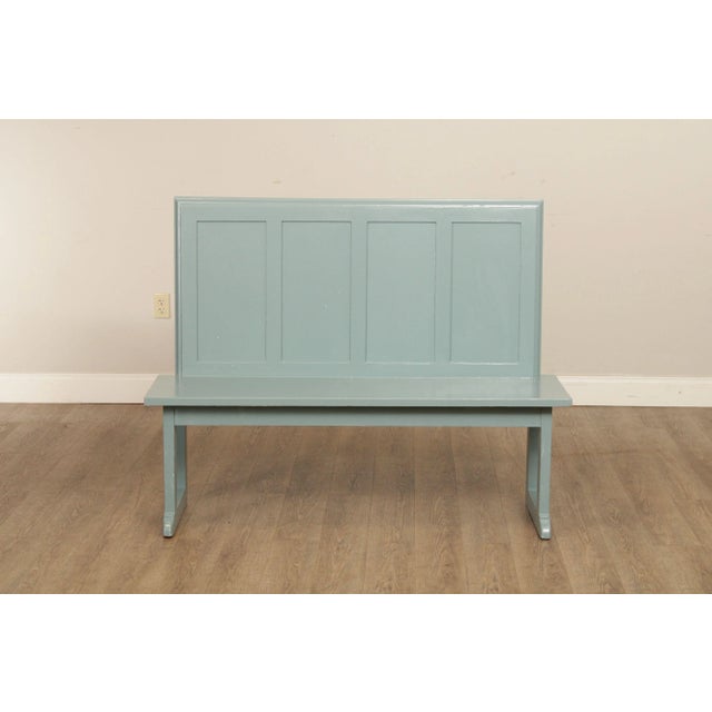 Blue Vintage Painted Paneled Back Benches - A Pair For Sale - Image 8 of 13