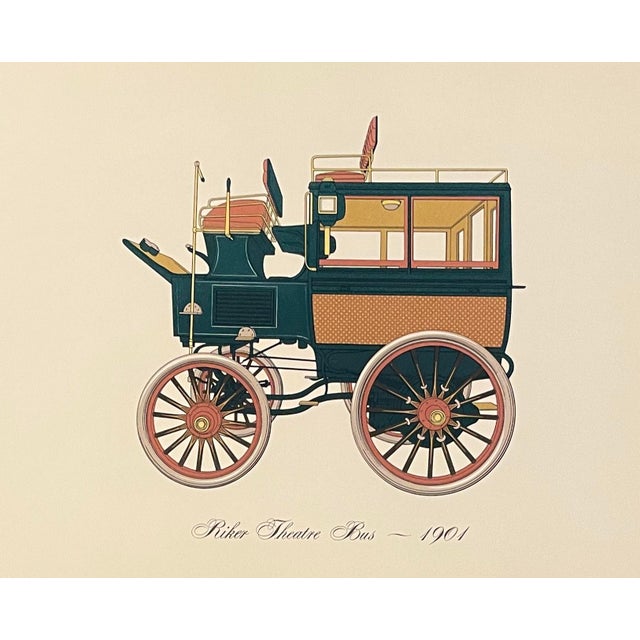 Traditional Set of 4 Antique Car Lithographs For Sale - Image 3 of 5