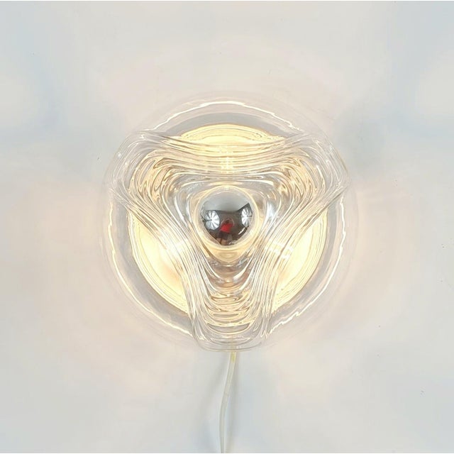 Metal Large Mid-Century Modern Wave Ceiling Lights by Koch & Lowy for Peill & Putzler, 1970s, Set of 2 For Sale - Image 7 of 12