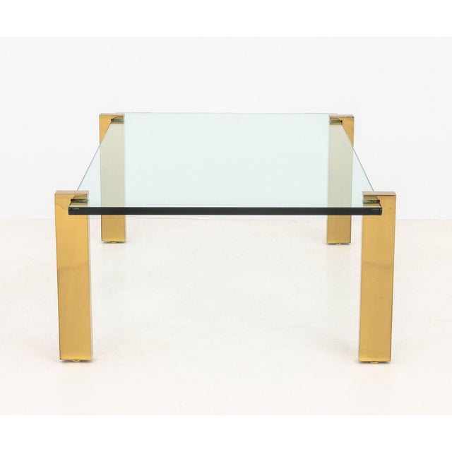 Peter Ghyczy Style Brass and Glass Coffee Table For Sale In New York - Image 6 of 8