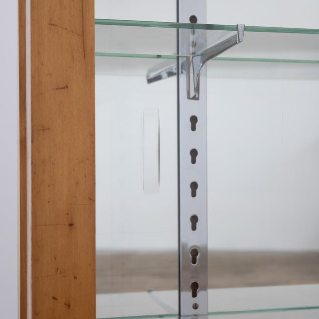 Display Cabinet in Light Walnut with Sliding Glass Doors, 1930 For Sale - Image 6 of 13