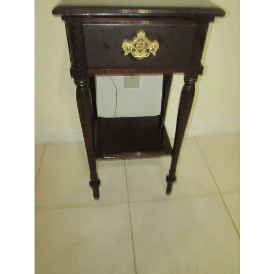 Traditional 1940s Vintage Accent Table One Drawer Dark Tone Kling Factories For Sale - Image 3 of 11