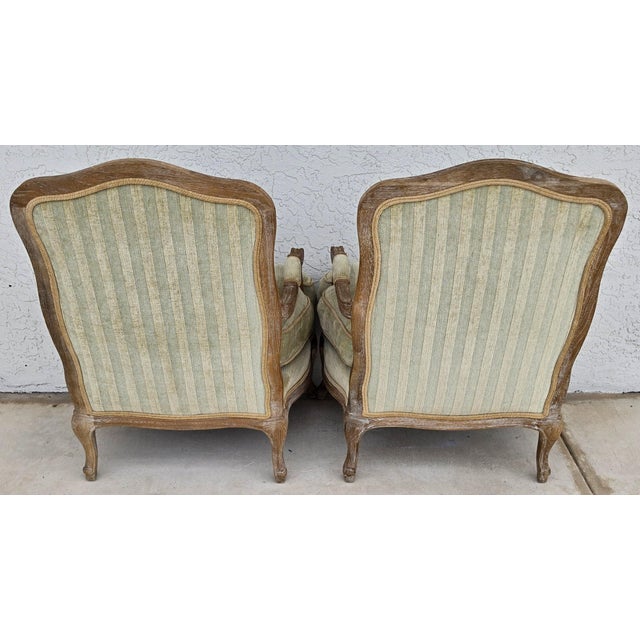 Ballard Designs Plush Velvet French Country Fauteuil Armchairs Pair For Sale - Image 4 of 15