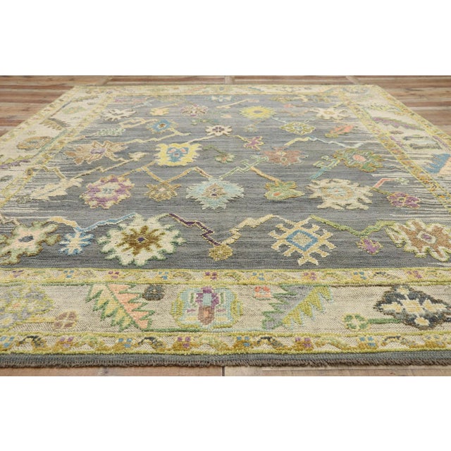 Textile Vintage Pastel Turkish Oushak High-Low Rug - 09'01 X 11'09 For Sale - Image 7 of 8