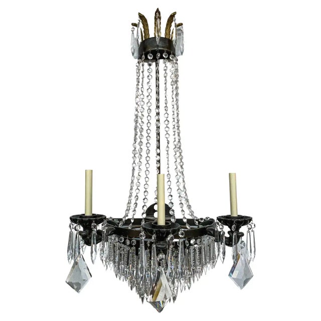 Niermann Weeks Empire Style Large Crystals and Metal Wall Sconce or Lantern For Sale - Image 12 of 12