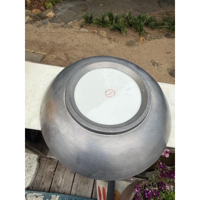 Vintage Japanese Porcelain Pewter Bowl For Sale In Los Angeles - Image 6 of 6