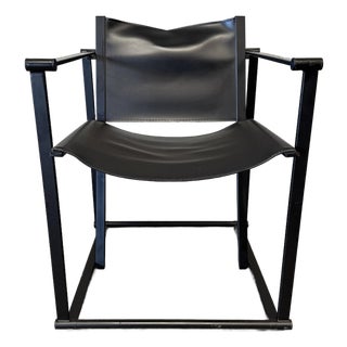 1990s Post Modern Black Leather and Metal Armchair #4 Attributed to Radbound Van Beekum for Pastoe For Sale