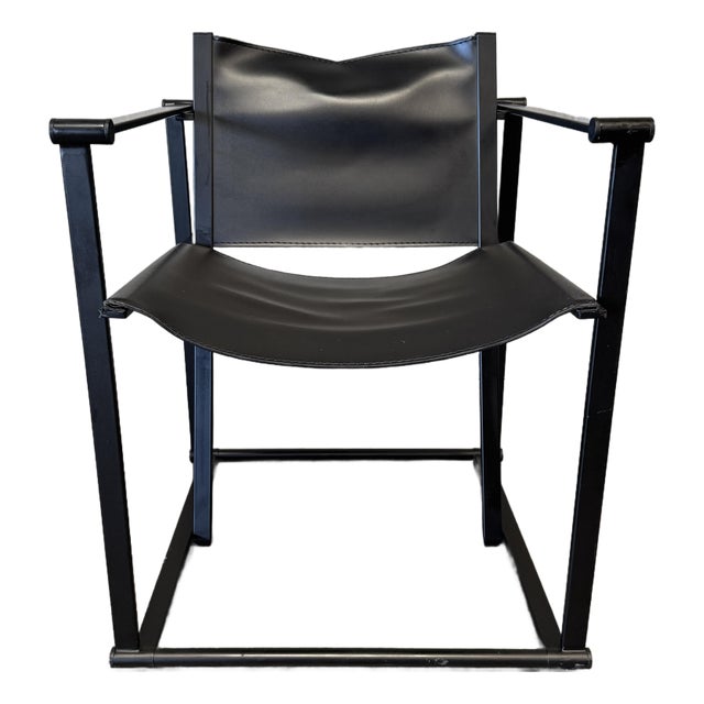 1990s Post Modern Black Leather and Metal Armchair #4 Attributed to Radbound Van Beekum for Pastoe For Sale