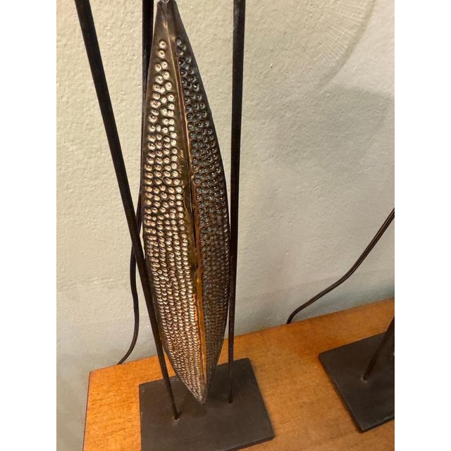 Vintage French Iron and Brass Sunburst Table Lamps, 1960s, Set of 2 For Sale - Image 4 of 7