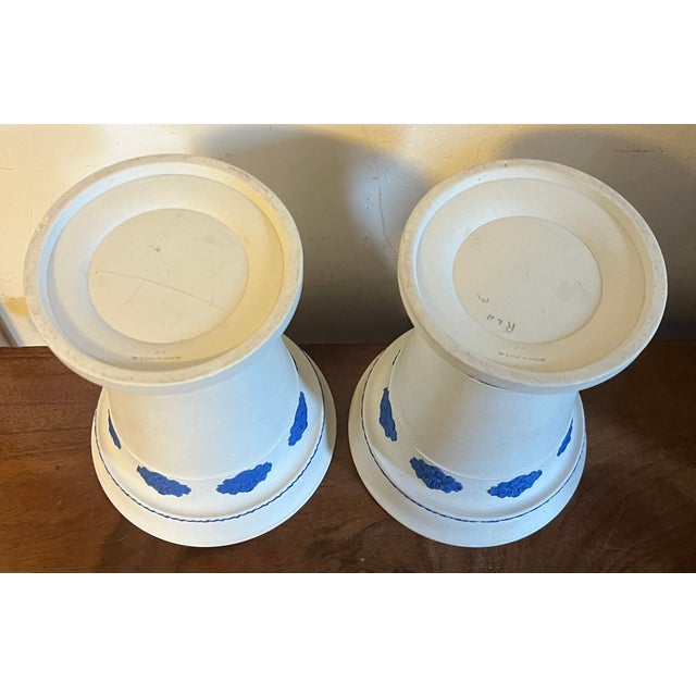 Blue English Regency Wedgwood Smear Glaze Jasperware Vases or Urns Circa 1820 - A Pair For Sale - Image 8 of 17