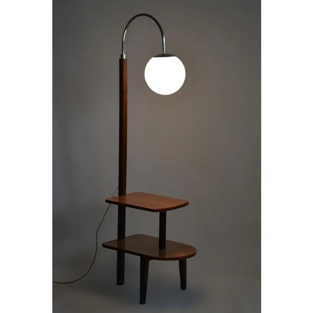 Czech Art Deco Floor Lamp in Walnut attributed to Jindřich Halabala for Up Závody, 1930s For Sale - Image 11 of 12