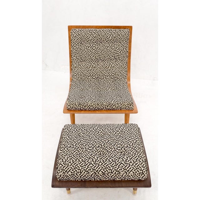 Thayer Coggin Mid-Century Modern Bent Plywood Scoop Shape Chair & Ottoman on Dowel Legs Mint For Sale - Image 4 of 18