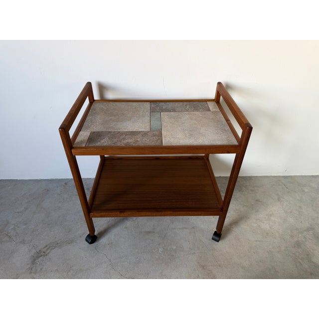 Mid-Century Modern Møbelfabrikken Teak & Tile Top Bar Cart For Sale - Image 10 of 17
