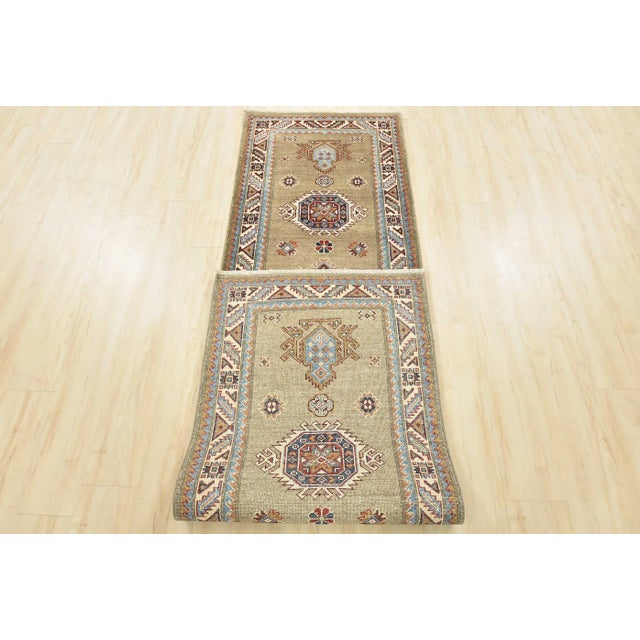 Kazak Runner 2’8” X 9’8” Brown Wool Tribal Hand-Knotted Oriental Rug For Sale - Image 11 of 12