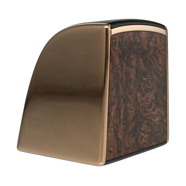 "Falce" Ice Bucket With Bronze, Stainless Steel, Walnut, Handmade For Sale - Image 9 of 9