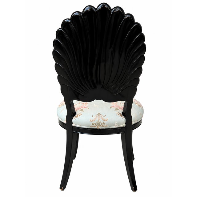 Wood Italian Black Lacquer Venetian Grotto Shell-Back Dining Chairs, Set of 4 For Sale - Image 7 of 7