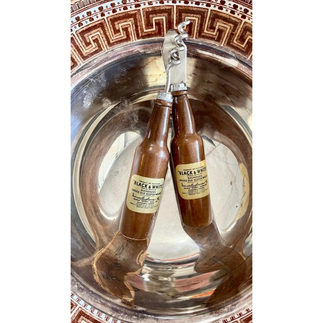 Mid-Century Modern Vintage Black and White Scotch Bottle Opener and Corkscrew Bar Tool Set For Sale - Image 3 of 7