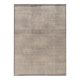 Hand-Knotted Distressed Style Rug, Gray, Blue Geometric Pattern by Rug & Kilim For Sale