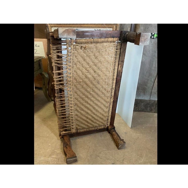 Antique Indian Hand Carved Bronze-Inlaid Wooden Low Pidda Chair For Sale - Image 9 of 9