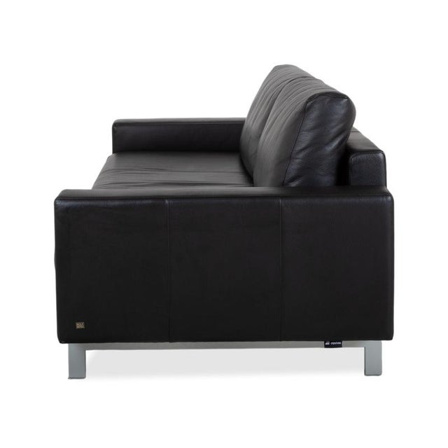 Vida 3-Seater Sofa in Black Leather from Rolf Benz For Sale - Image 12 of 13