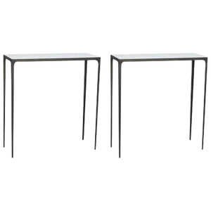 'Esquisse' Wrought Iron and Parchment Consoles by Design Frères - a Pair