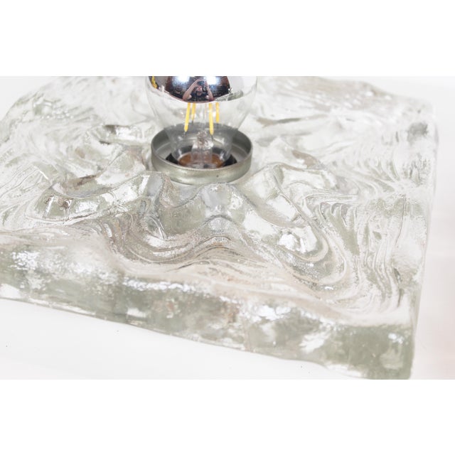 1970s Vintage Ice Glass Wall Lamps from Peill & Putzler, Germany, 1970s, Set of 2 For Sale - Image 5 of 9