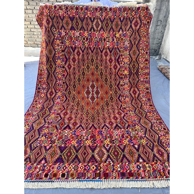 2000 - 2009 Multicolor Mushwani Maimana Hand-Woven Kilim Rug - 6'7" X 9'2" For Sale - Image 5 of 16
