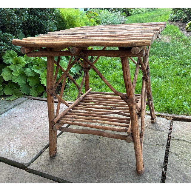 Wood Vintage Rustic Adirondack Twig Accent Table For Sale - Image 7 of 8