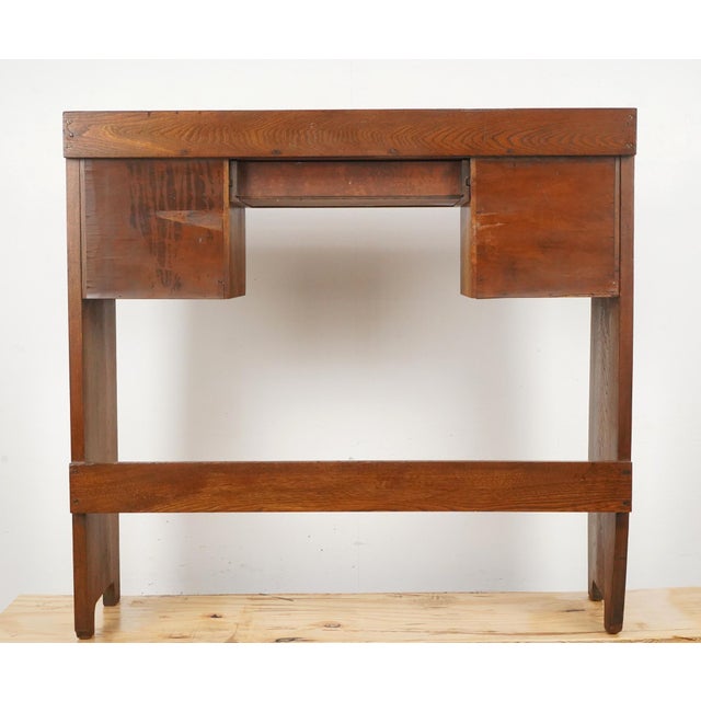 Mid Century Modern Six Drawer Oak Office Desk For Sale - Image 12 of 12