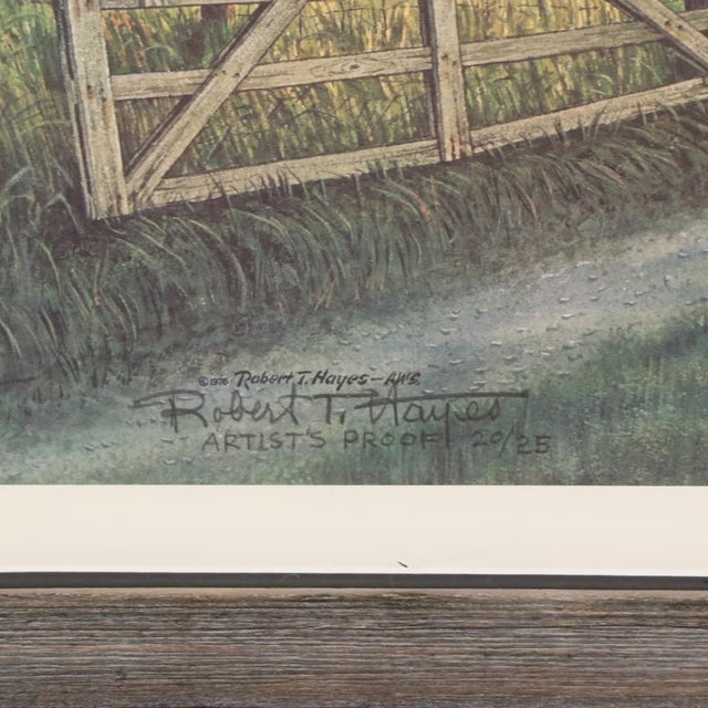 Printmaking Materials Vintage Framed Lithograph "Tobacco Barn" by Robert T. Hayes Signed Numbered For Sale - Image 7 of 10