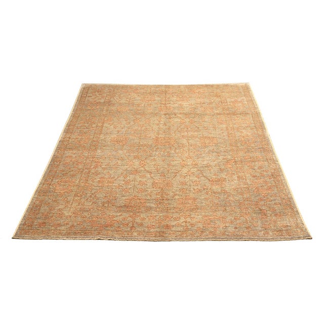 9x12 Soft Washed Oushak Rug | Afghan Hand-Knotted Floral Wool Rug For Sale - Image 4 of 10