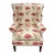 Late 20th Century Floral Upholstered Wingback Armchair With Red Botanical Pattern For Sale