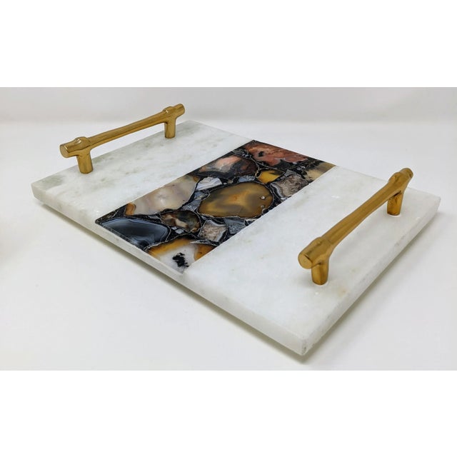 Antique White Regency Agate and Marble Bar and Vanity Tray For Sale - Image 8 of 13