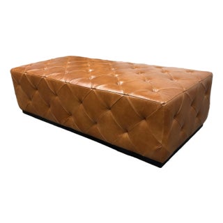 Brett Boldock for C B2 Saddle Leather Tufted Ottoman For Sale