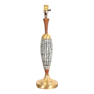 Mid-Century Danish Modern Teak and Brass Table Lamp For Sale