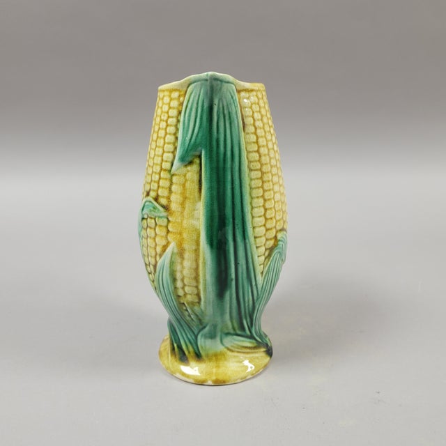 Late 19th Century 19th C English Majolica Corn Pitcher or Vase For Sale - Image 5 of 8