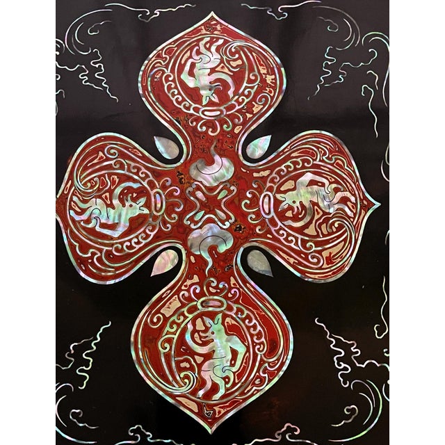 Unusual Japanese Lacquer Inkstone Box with MOP Inlays For Sale - Image 14 of 16