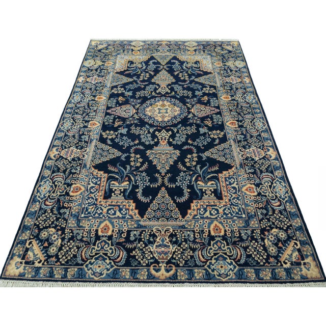 Hand-Knotted Kashan Rug in Cork Wool, 2000s For Sale - Image 4 of 12