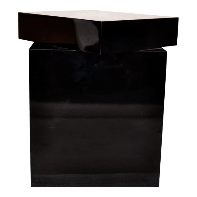 Mid-Century Modern Black Formica Swivel Top Sculpture Stand, Pedestal, Table For Sale