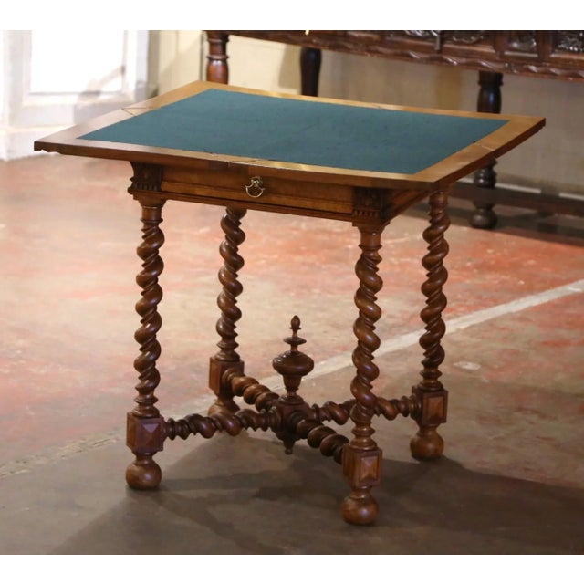Late 19th Century 19th Century French Louis XIII Walnut Envelope Card Table With Drawer For Sale - Image 5 of 11