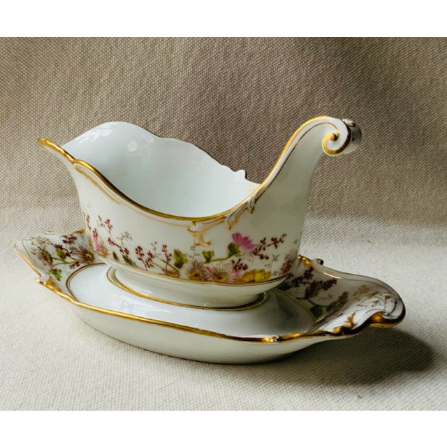 Haviland Limoges Hand-Painted Sauce Dish & Underliner, Baroque Asymmetrical Design, C. 1950 For Sale - Image 12 of 18