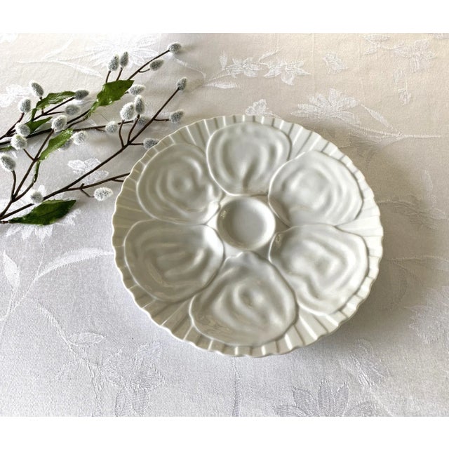 1950s Mid-Century 6-Well Blanc Porcelain Oyster Dish For Sale - Image 5 of 10