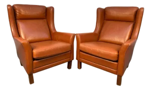 Pair of Mid-Century Modern Danish Leather Chairs by Wiels Møbler
