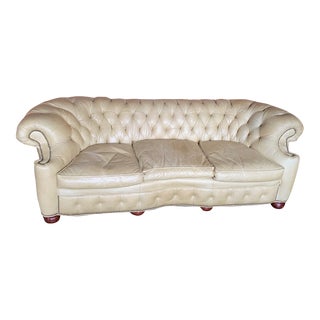 1990s Curved Leather Chesterfield Sofa For Sale