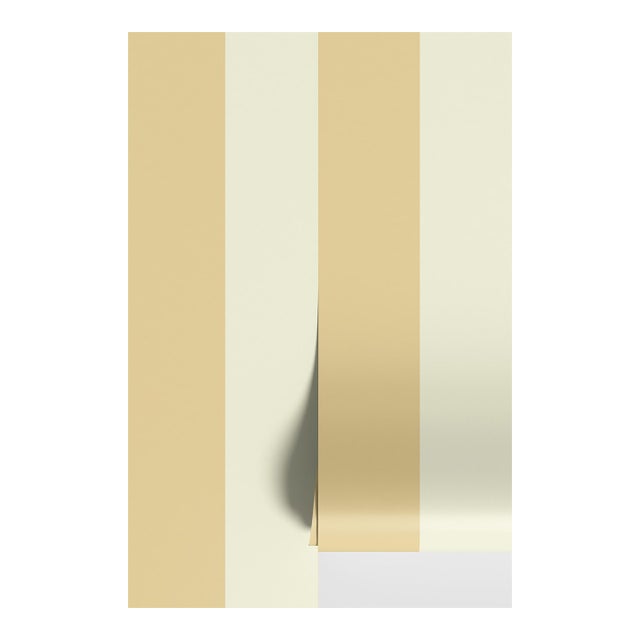 Clubhouse Stripe Grasscloth Wallpaper by House Party | Neutral Rattan & Vanilla Cream | 6 Yards For Sale
