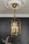 French Neoclassical Brass and Clear Glass Round Hanging Lantern, 1950s For Sale - Image 3 of 18