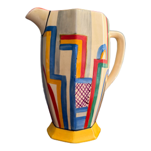 Vintage Clarice Cliff Art Deco Athens Shape Jug With Tennis Motif