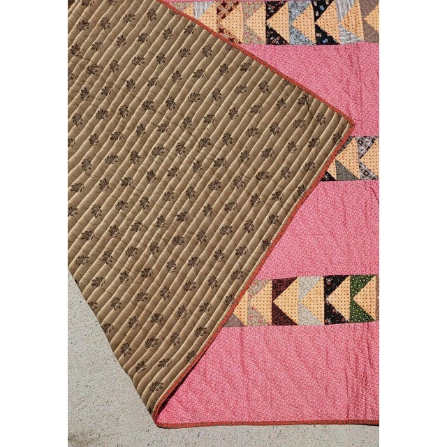 19th C Geese Chase in Bars Quilt. Dated 1877 For Sale - Image 9 of 10