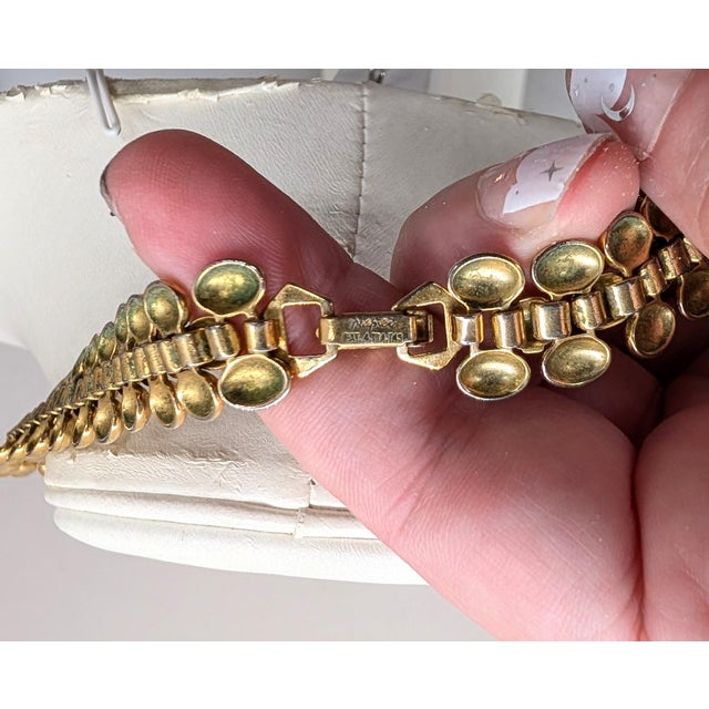 Vintage Signed Napier Goldtone Jewel Tone Rhinestone Collar Necklace For Sale - Image 9 of 11