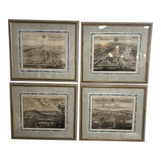 Set of Four Antique 18th Century Topographical Engravings by Johannes Kip For Sale